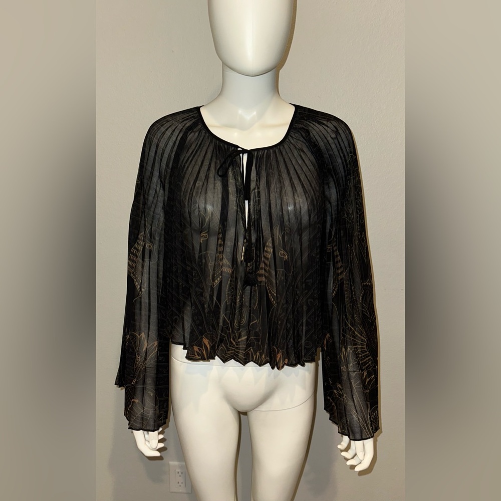 CAMILLA *Cobra King* black pleated double layer 2 pc Egyptian print dress top S - Picture 9 of 14